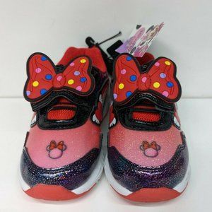 NWT Minnie Mouse Girl's Light-Up Sneakers Shoes Red Toddler Girl's